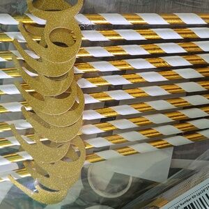 60th Birthday Decor Straws Banner And Table Runner New In Package NWOT Bday Deco